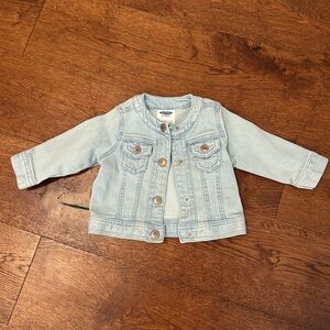 Worn once like new Old Navy Light Blue baby 3-6 mos Jean Jacket